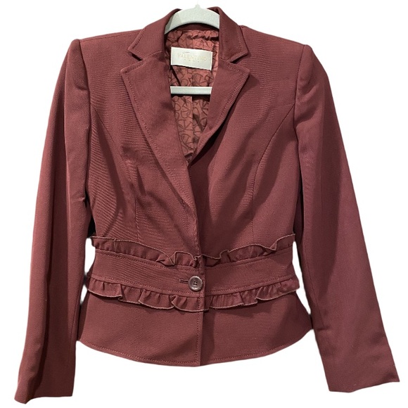 Valentino Jackets & Blazers - Valentino Roma Vintage Burgundy 100% Fleece Wool Blazer Size 2 Old Money Classy